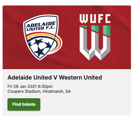 Adelaide United vs Western United ticketing